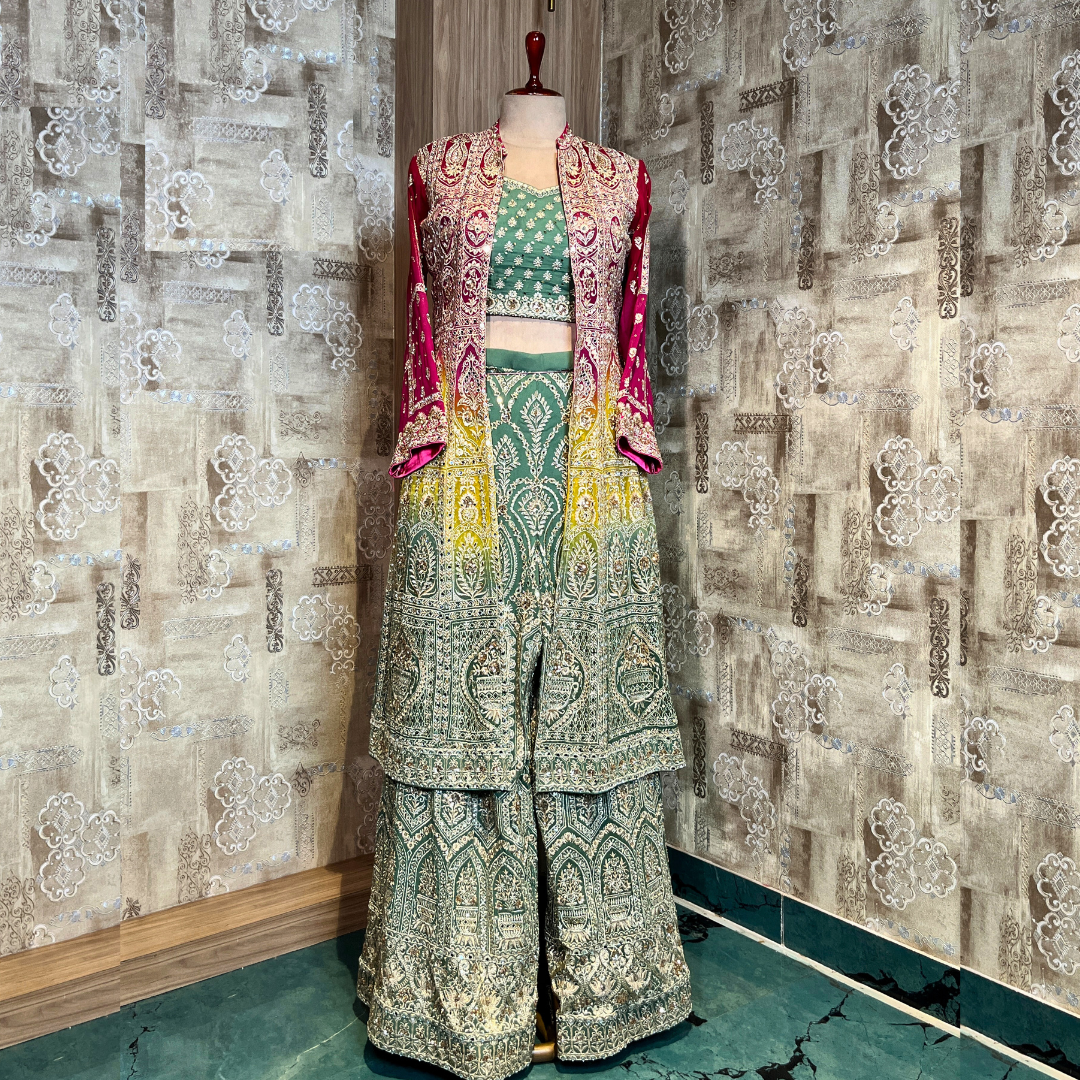 New Heavy Designer Sharara Suit Set in Multi Color – RCM APPARELS