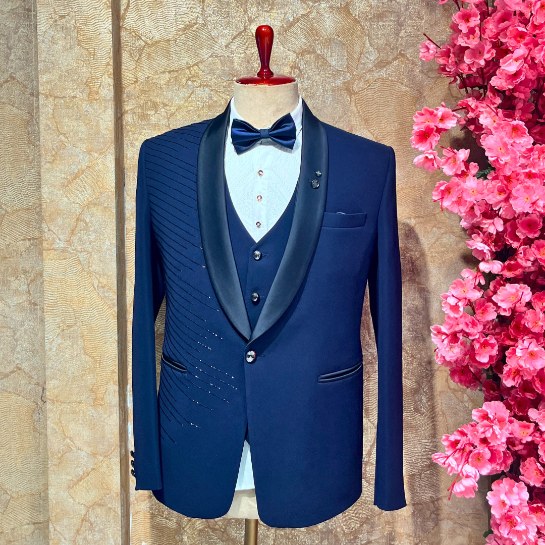 Sangam Designer Blue Shade Tuxedo Suit for Men1