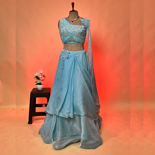 Laalzari Embroidered Sequinned Ready to Wear Lehenga & Blouse With Designer Dupatta