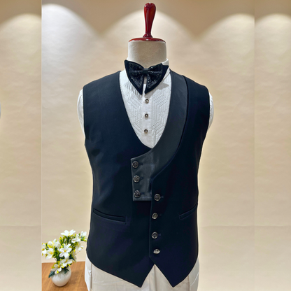 The exquisite black Cutdana Embroidered Italian tuxedo suit