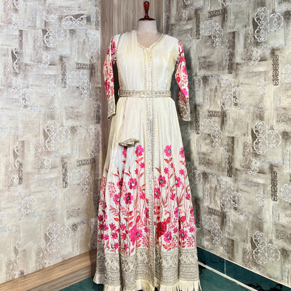 Ivory Sharara Set with Floral Printed Designer Pattern