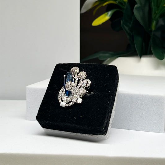 New Luxury Design Blue Stone CZ Ring