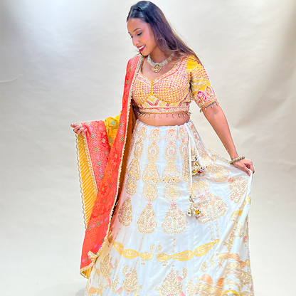 Stunning Off White Multi-Color Designer Wedding Lehenga Choli