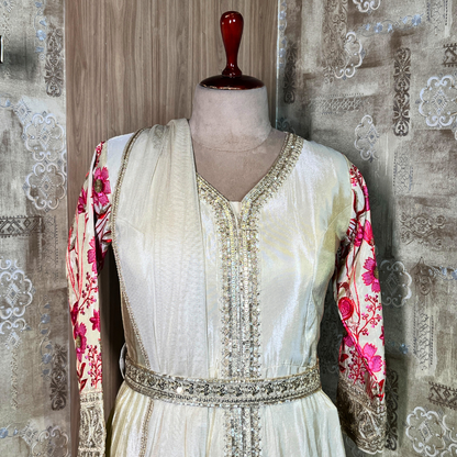 Ivory Sharara Set with Floral Printed Designer Pattern