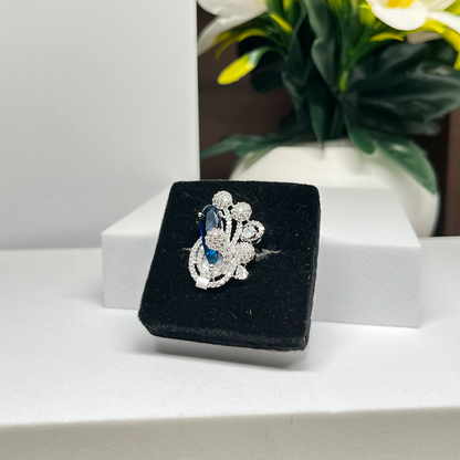 New Luxury Design Blue Stone CZ Ring