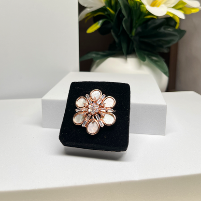 Buy Foxy Sparks Rose Gold-Toned Stone-Studded Ring