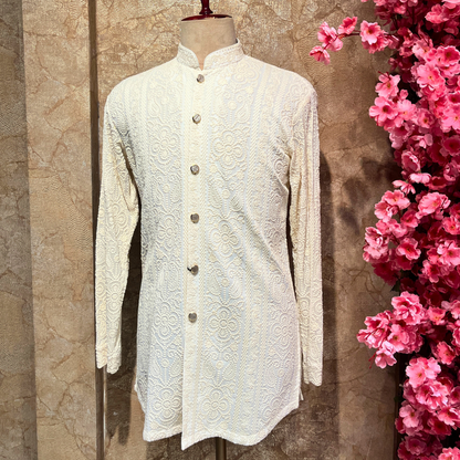 Thread Embroidered Jacket Style Indo Western Suit