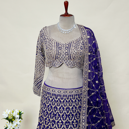 Purple Party Wear with Gota patti Embroidery Handwork Designer Lehenga