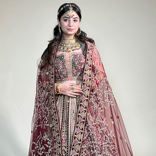 New Semi Stitiched Micro-Velvet Handwork Bridal Lehenga Choli