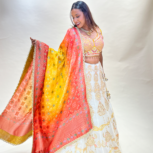 Stunning Off White Multi-Color Designer Wedding Lehenga Choli