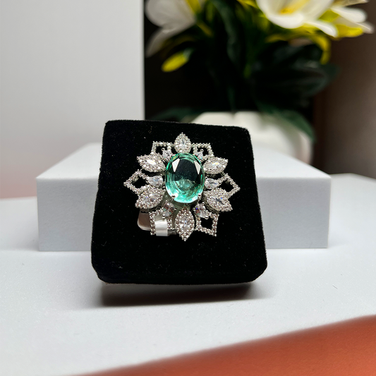 New Floral Emerald and Stone Statement Ring