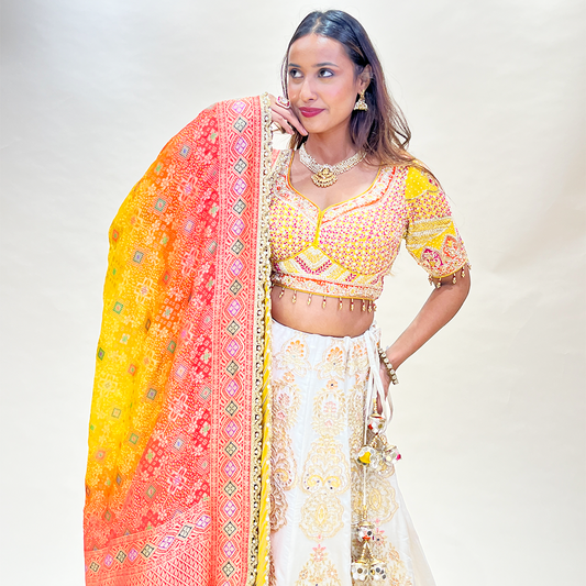 Stunning Off White Multi-Color Designer Wedding Lehenga Choli