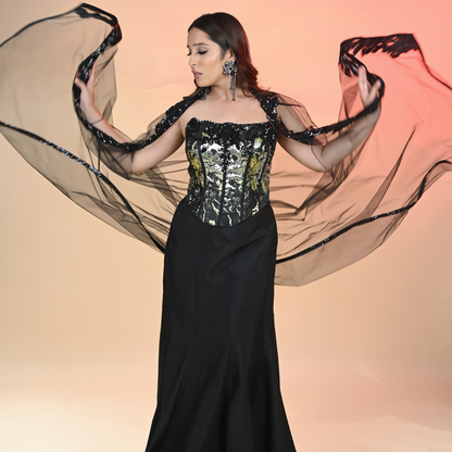 New Black Embroidered Designer Lehenga Choli with Dupatta