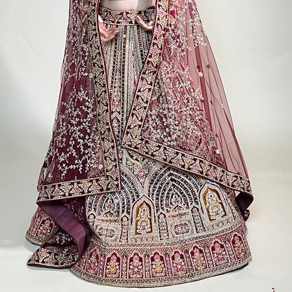 New Semi Stitiched Micro-Velvet Handwork Bridal Lehenga Choli