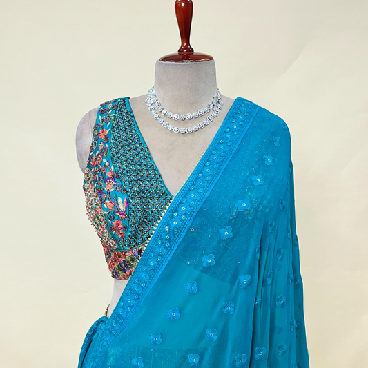 Gorgeous Light Blue Hand Work Lehenga Choli