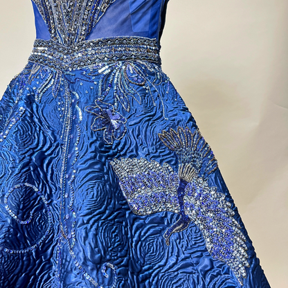 Royal Blue Gown Hand Work Designer