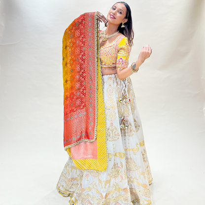 Stunning Off White Multi-Color Designer Wedding Lehenga Choli