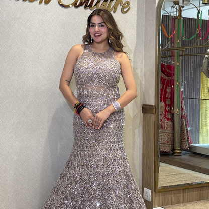 New Sequin Designer Fishcut Embellished Mermaid Gown for Women