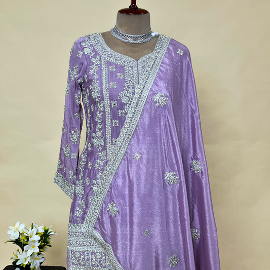 Light Purple Designer Sharara Suit