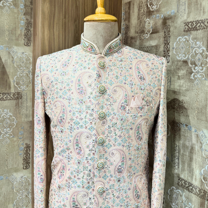 Buy Light Pink Hand Embroidered Sherwani