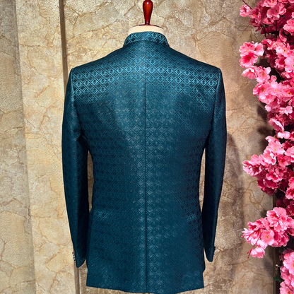 Teal Blue Designer Jodhpuri Suit for Men by Sangam