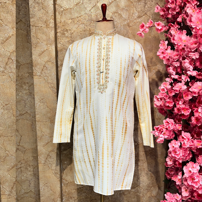 White Kurta Jacket Set for Men-by Sangam