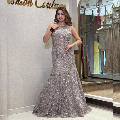 New Sequin Designer Fishcut Embellished Mermaid Gown for Women
