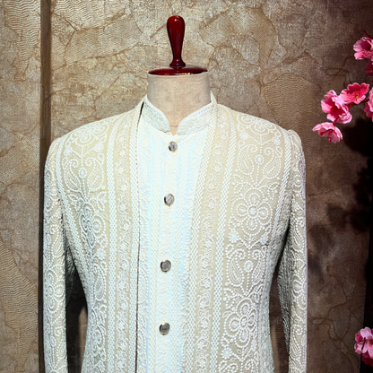 Thread Embroidered Jacket Style Indo Western Suit