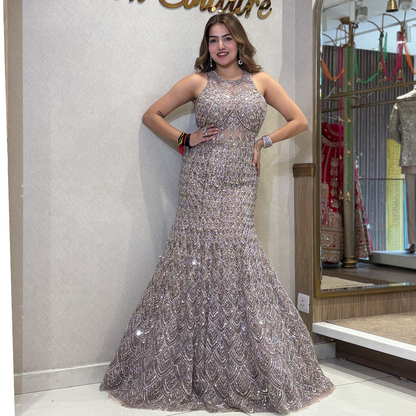New Sequin Designer Fishcut Embellished Mermaid Gown for Women