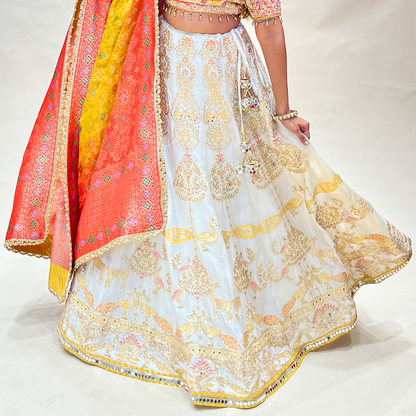 Stunning Off White Multi-Color Designer Wedding Lehenga Choli