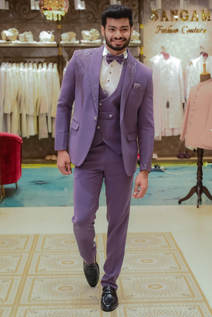 Men's Lavender Japanese Fabric Tuxedo Suit Coat