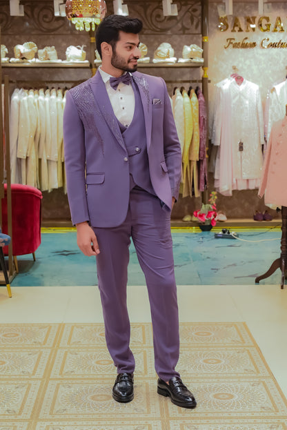 Men's Lavender Japanese Fabric Tuxedo Suit Coat