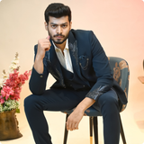 Men's T Blue Japanese Fabric Suit Coat