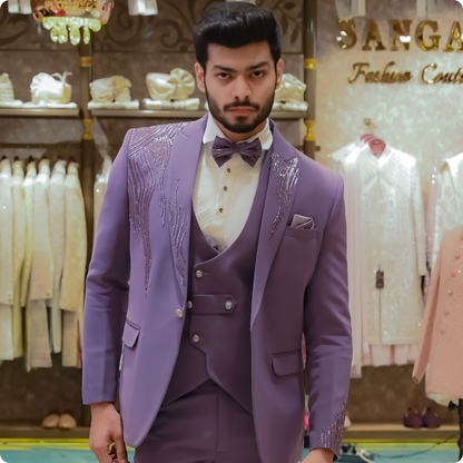Men's Lavender Japanese Fabric Tuxedo Suit Coat
