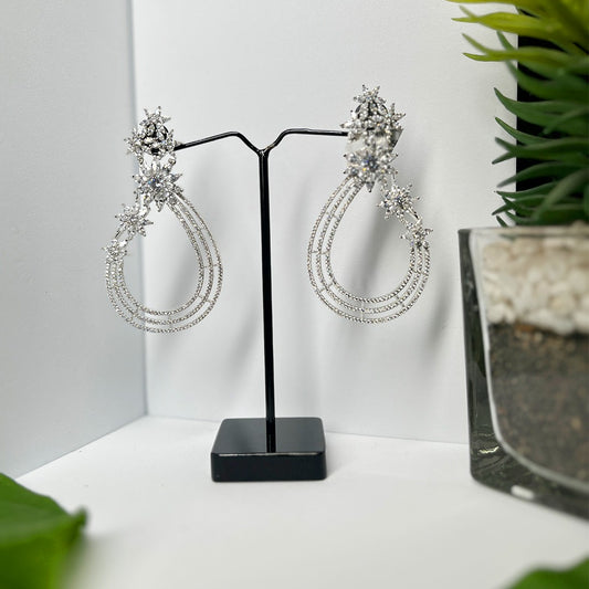 Elegant Sliver American Diamond Earrings