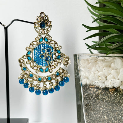 Women's Gold-Plated Earrings With Blue Stone