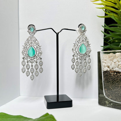 American Diamond Sky Blue Stone Earrings Pair