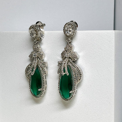 Ad Earrings with Green Stone