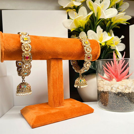 Latkan Kada Bangles Golden Multi Color