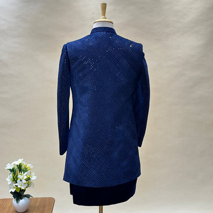 Royal Blue Velvet Designer Indo Western