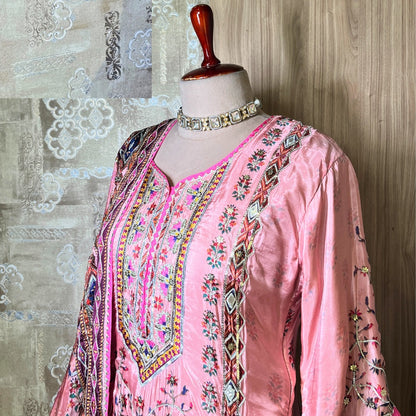 Cotton Ladies Pink Printed Sharara Suit