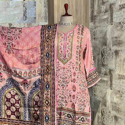 Cotton Ladies Pink Printed Sharara Suit