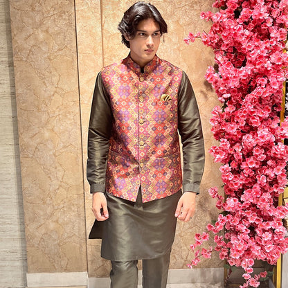 Buy Designer Men's Kurta Jacket Set for Wedding