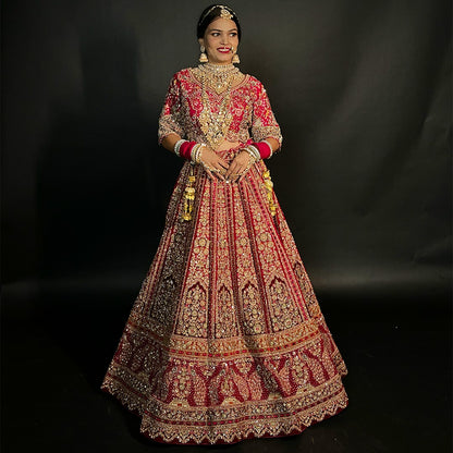 Wedding Hand Work Designer Bridal Lehenga with Unstitched Blouse