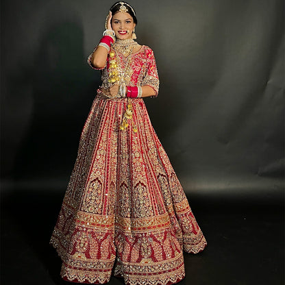 Wedding Hand Work Designer Bridal Lehenga with Unstitched Blouse