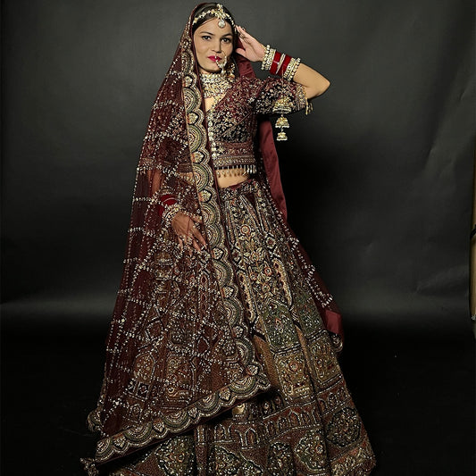 Buy Royal Designer Traditional Bridal Lehenga with Unstitched Blouse